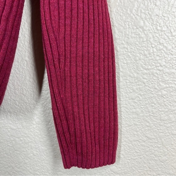 Vintage 90’s LL Bean Sweater 100% Wool V-Neck Red Ribbed Women’s Size Large - Picture 4 of 6